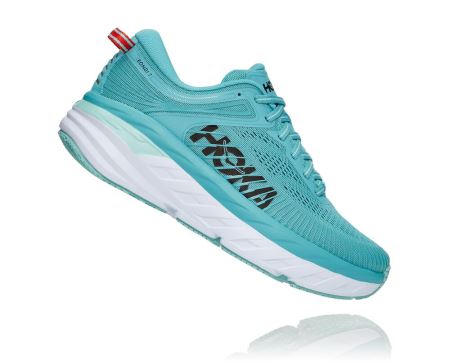 Hoka One One Bondi 7 - Tenis Corrida Largos Mulher Luz Turquesa / Azuis | PT-D3hKIXH